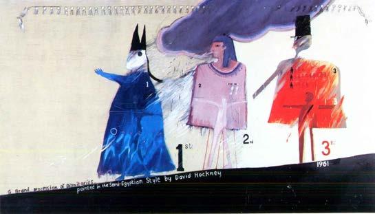 Abb.66: David Hockney, A Grand Procession of Dignitaries in the Semi-Egyptian Style, 1961, Öl auf Leinwand, 21 x 367 cm, Edwin Janss, Thousand Oaks, California Aus: Barron, Stephanie/Tuchman, Maurice