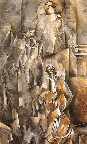 78: Georges Braque, Stillleben mit Violine und Krug von Braque, 1910, Öl auf Leinwand, 117 x 73 cm, Kunstmuseum Basel Aus: