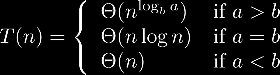 Mastertheorem (einfache Form) Für eine Rekursionsgleichung der Form Gilt: Anzahl der Blätter Fall 1: Lösen der Trivialprobleme (letzte Ebene) dominiert die Laufzeit Fall 2: Jede Ebene gleich teuer,