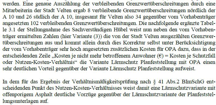 Streitpunkte Lärmschutz aus dem Planfeststellungsverfahren, z.b.