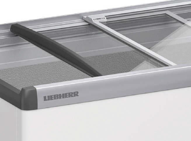 Das Stahlblechgehäuse und der rostfreie Aluminium-Innenbehälter machen die Kühltruhen unempfindlich gegen Stöße und ermöglichen eine leichte Reinigung. Robuste Glasschiebedeckel.