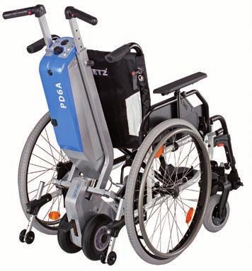 ZUBEHÖR MANUELLE ROLLSTÜHLE 23 PD-6 A Elektrische Schiebe- und Bremshilfe Sie unterstützt Begleitpersonen bei der täglichen Versorgung von Patienten im Rollstuhl höhenverstellbar und einfach an- oder