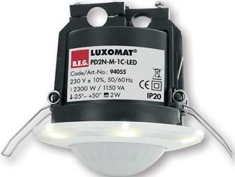 PRÄSENZMELR LUXOMAT PDN-M-C-LED- 0-40 V AC 50 / 60 Hz ca. 0,3 W, ca. W mit LED-Beleuchtung 360 max. Ø 0 m quer max. Ø 6 m frontal max.