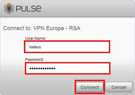 aufzubauen. Sie benötigen keinen temporären Zugangscode, falls Sie noch über einen RSA Token Code und einen Benutzernamen verfügen Sie können dann diese zur Anmeldung verwenden.