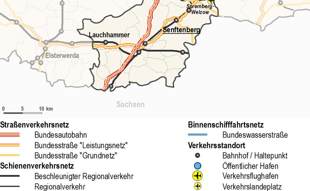 kleinsten an Bundesstraßen; bezogen auf die Einwohnerzahl überdurchschnittlicher Wert von 5,7 km/1. EW (Land: 5 km/1.