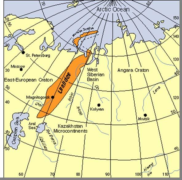 Die Uraliden Baltischer Schild Westsibirisches Becken Angara Kraton Kasachstan Terran