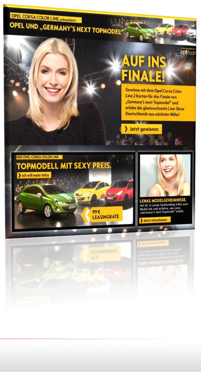 Opel wird klar als Sponsor wahrgenommen (Un)gestützte Sponsorerinnerung Angaben in Prozent Opel gesamt 30 Opel allg.+corsa (CL) 29 Opel allg.