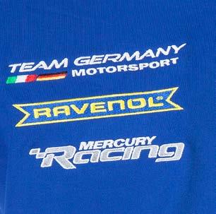 den ganzen Tag UV-Schutz Material: 100% Polyester Interlock Logos: Team Germany Motorsport Logo, RAVENOL Logo und