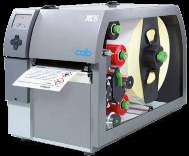 und Kennzeichnungssystem nach GHS Für große Etikettenrollen bis 300 mm Durchmesser Mit Foliensparautomatik Standard Option Etikettendrucker XC4 XC6 Druckkopf Druckprinzip