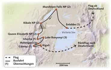 Bunyonyi Möglichkeit zum Berggorilla-Trekking 1 Deutschland Entebbe: Sie fliegen von Deutschland nach Uganda.