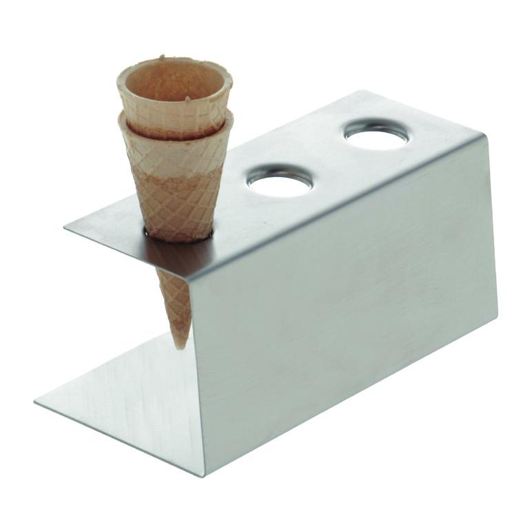 EISTÜTENHALTER ICE CREAM CONE HOLDER PORTA CONI PORTA CONOS DE HELADO für 3 Eistüten Material: Eelstahl, m Antirutsch-Füßchen for 3 con