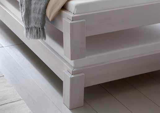 Amigo stacking bed Beech white coloured (without slats) Width Length Other dimensions and executions see index 4 Wood-Line.