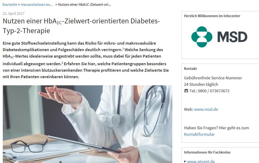 Nutzen Glukosesenkung Diabetes Typ 2 www.januvia.de www.janumet.de https://www.coliquio.