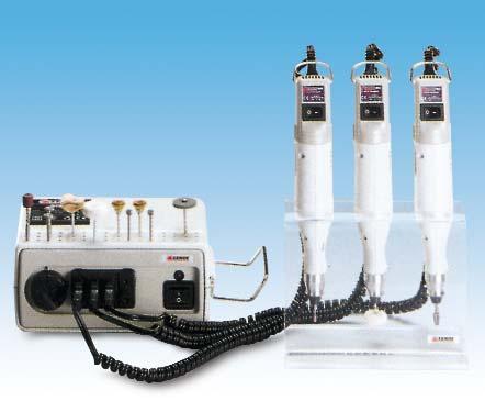 Standard execution: Controller unit SGX with 1 motor handpiece MHX incl. 3 chucks (2,4 / 3,0 / 3,2 mm). Connecting of total 3 motor handpieces possible. rehzahlen / Rotation: 5.000-20.000 U/Min.