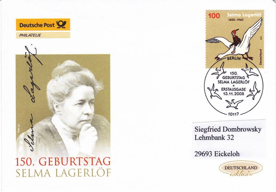 Erstagsumschlag aus Anlass des 150. Geburtstages von Selma Lagerlöf Arbeitsaufträge 1. Euer Lehrer sollte der Gesprächsleiter sein. (Kann aber auch ein/e Schüler/Schülerin machen).