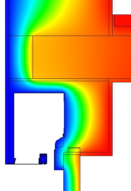 Einbausituation Fenster mittig, Textile Beschattung mit Unterputz-Führungsschiene Typ: TRAV frame M_screen-IS TRAV frame Screen Anschluss oben