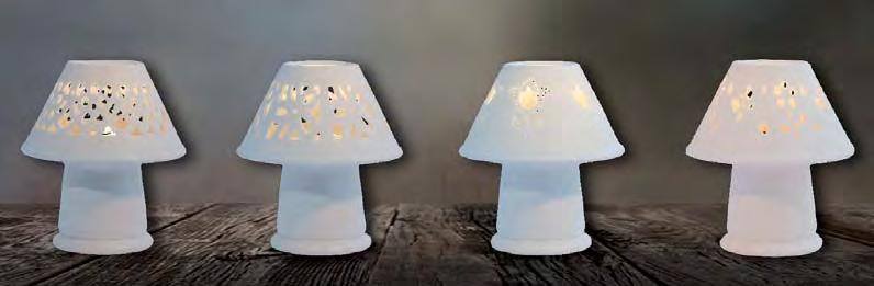 LED-Porzellanglocke, mattweiß 4 verschiedene Designs