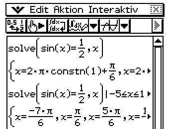 kleinstes Intervall: 3,67 x 8,9 sinnvolle Angabe: 5 x 10 b) x 1 = 1 6 π + k 2 π, k * Z x 2 = 5 6 π + k 2 π, k * Z c) x 1 = 7 6 π, x 2 = 1 6 π, x 3 = 5