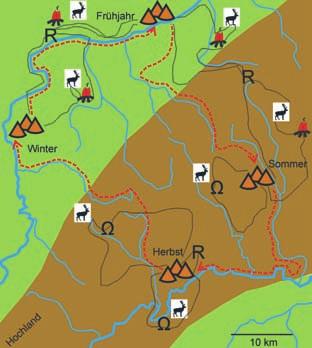 4 Rekonstruktion eines Territoriums während des Mesolithikums in Baden- Württemberg.