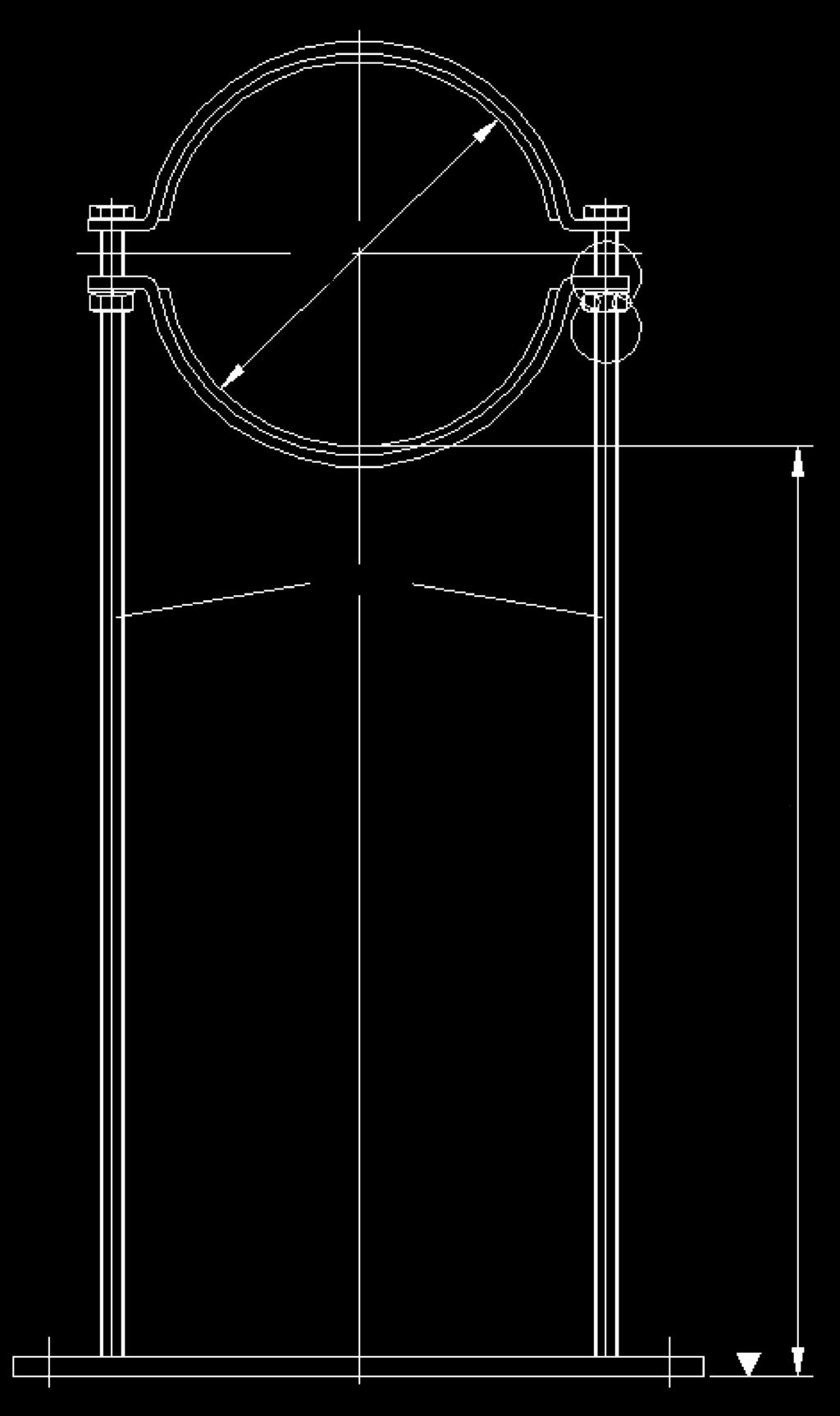 H verstellbar Hinweis: Die Rohrunterstützungen mit fester Lagerung in einer Schelle können auch als Rohraufhängung gebaut werden. Die Schellen bzw.