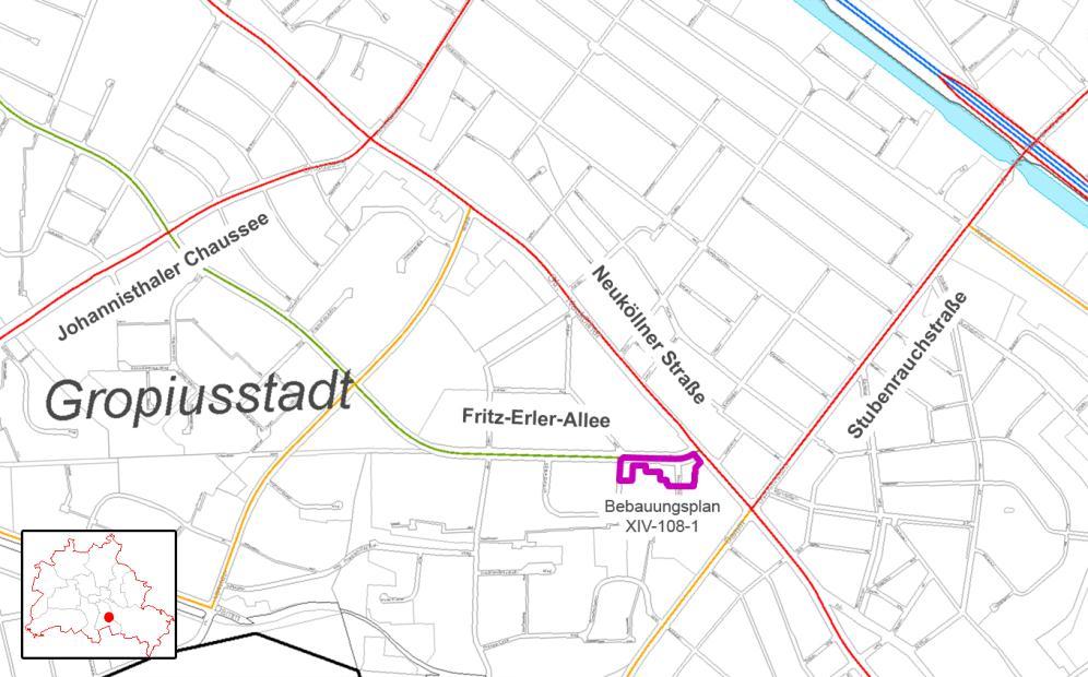 3 3. 3.1 Bestandsanalyse Lage im Straßennetz Das Vorhabengebiet liegt in unmittelbarer Nähe zur Neuköllner Straße, die im übergeordneten Straßennetz der Stadt Berlin als übergeordnete