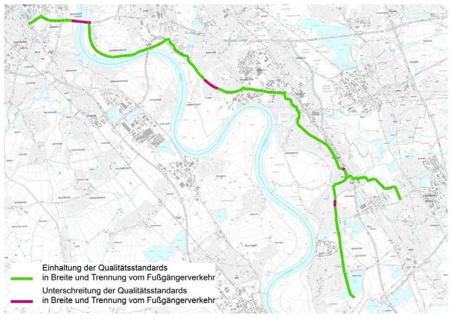 5.6 Neue Qualität durch die Radschnellverbindung Die Radschnellverbindung durchquert die Städte Neuss, Düsseldorf, Langenfeld und Monheim am Rhein auf einer Strecke von rund 30 km.