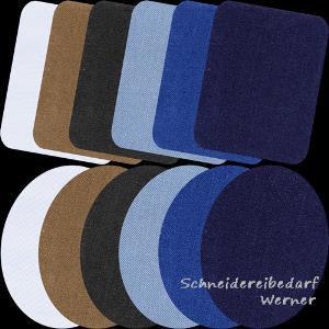 10.5.4 Jeans-Flicken (12 cm x 9,5 cm) (1 Paar) olivgrün-meliert (001) grau-meliert (002) weiß (501) beige (572) schwarz (580) hellblau (542) mittelblau (555) dunkelblau (048) Rechteck
