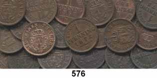 .. Vorzüglich und besser, einige mit Patina 40,- 573 LOT von 17 Kupfermünzen: 2 Pfennig 1861-1870 A(je 1x); 1867-1869,