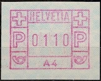 Automaten-Marken (ATM) Jahr SBK Michel Beschreibung 1976 1 I-IV 1 A1-A4 Voll aus der Zeit Brief aus der Zeit Typ 1 mit Bezeichnung A1-A4 60.00 2) 195.00 195.00 ET-/FD- Voll 400.00 09.08.