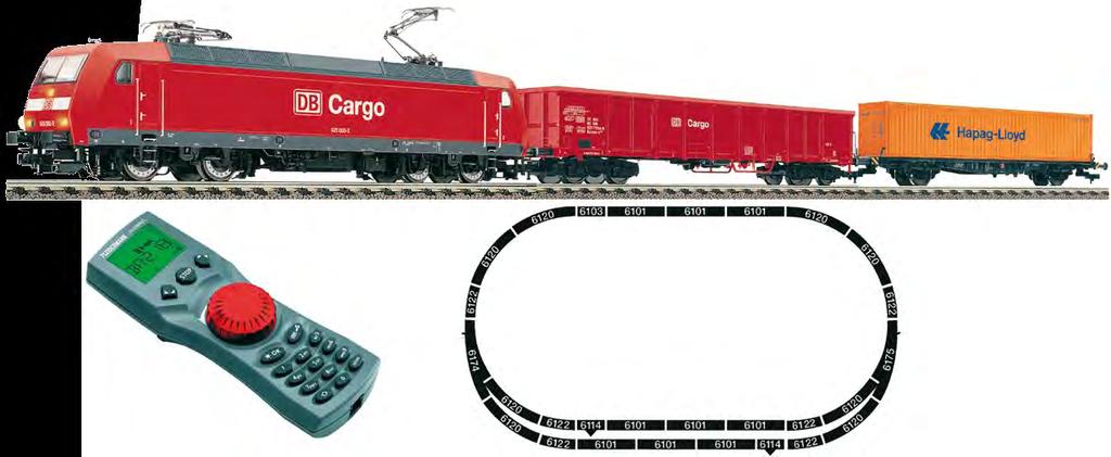 V Digitales Startset Güterzug mit BR 145 der DB AG/Cargo Inhalt: 1 digital gesteuerte Ellok der BR 145, 2 Güterwagen, 1 Fleischmann