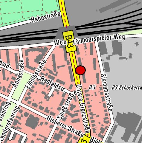Offenbach am Main Straße: Untere Grenzstraße Rechtswert: 3484680 Hochwert: 5551717 Längengrad: 8 47 5,43 Breitengrad: 50 6 5,35 Höhe über NN: 108 Lage: