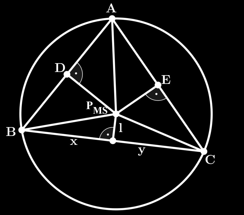 Lot die Mittelsenkrechte an BC ist. Satz 2.6.6. (Die Euler sche Gerade eines Dreiecks) Die Punkte P H,P SH und P MS fallen ausschließlich in einem gleichseitigen Dreieck zusammen.