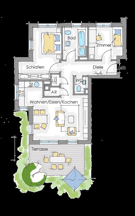 3-Zimmer-Wohnung mit eigenem Garten und Terrasse * A03 - EG Wohn- und Nutzfläche (netto)