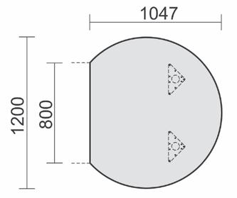 B: 1060 mm N-520104-219,20 T: 1225 mm Anbautisch rund mit