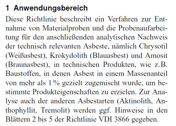 Asbest Analyse Quelle: Asbest-Handbuch, Erich-Schmidt-Verlag Asbest, Anlage 4C Folie