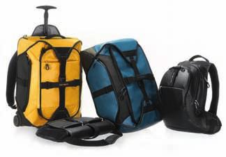 Geräumige Reisetaschen auf Rollen mit verstell- und abnehmbaren Schulterriemen.