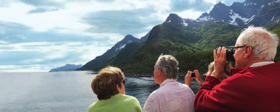 Erleben Sie die bis zu 15 kg schweren Königskrabben hautnah Genießen Sie die Mitternachtssonne an Deck der Hurtigruten Die Naturkulisse der norwegischen Küste ist einfach faszinierend National