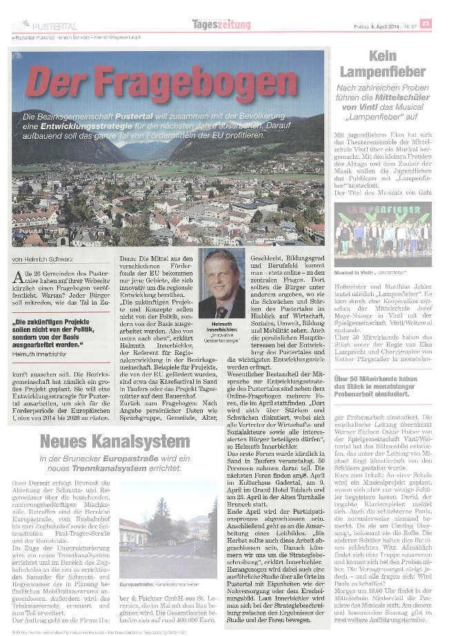 04.04.2014 Die Südtiroler Tageszeitung: