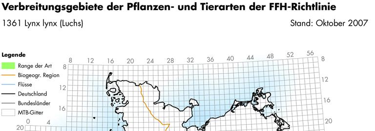 Karte 2: Verbreitung des Luchses in Deutschland (Karte: BfN, www.bfn.