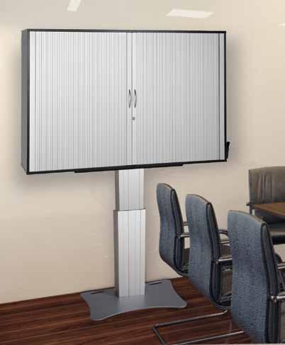 Electrically height adjustable systems for wall mounting with TV cabinet for (interactive) 50" 55" and 60" 65" displays Lockable sliding doors DECOR/COLOURS 106 Our