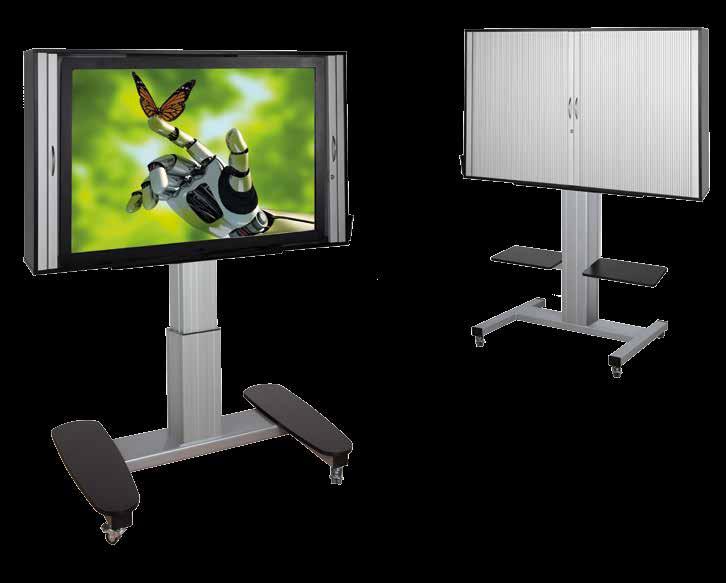 Mobile, electrically height adjustable system with TV cabinet for (interactive) 50" 55" and 60" 65"