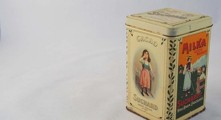 Suchard und die»milka«-schokolade Dose mit historischen Motiven von Suchard (Reproduktion, 20. Jahrhundert) 2013 Sammlung PRISARD (dr.