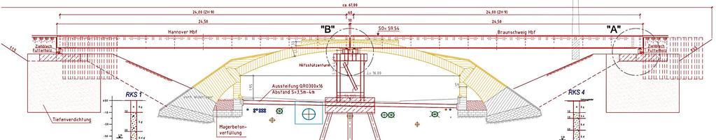 Bauphase 1, Baufeldfreimachung Kampfmittelsondierung Umverlegen von Kabeltrassen Vorbereiten des Baufeldes Aufbau einer Kabelhilfsbrücke über die Königstraße Bauzeitliche Sicherung und Rückbau von