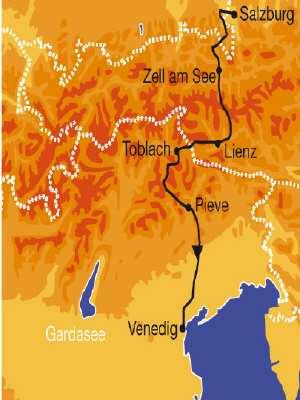Medium 27 Level: 2 Höhenmeter: 8350 505 km 4 Etappen 6 Tage Eine Rennrad Traumtour über zwei der schönsten Alpenpässe, Großglockner und Passo Giau.