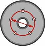 4-LOCH BREMSTROMMEL Bei einer Bremstrommel mit 4 Befestigungspunkten für die Radfelge messen Sie den Mittlochabstand von 2 gegenüberliegenden Gewindeeingängen /