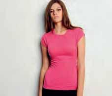 198.06 Bella 6000 Ladies Jersey T-Shirt 120 g/qm, 100 % ringgesponnene, gekämmte Jersey-Baumwolle, einlaufvorbehandelt, doppellagiger Kragen, körpernah geschnitten, Seitennähte.