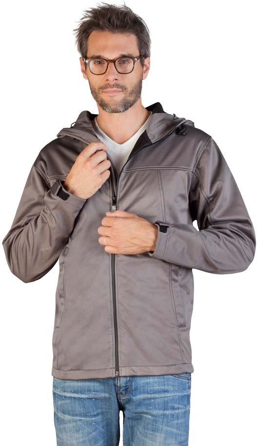 7806 Men s Hoody Softshell Jacket Jacke, durchgehender Reißverschluss, Kinnschutz.