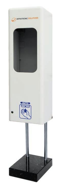 Der Sensorspender gibt die voreingestellte Menge dick- oder dnnflssige Desinfektion und Seife, sowie fließfähige Pflegecreme b.