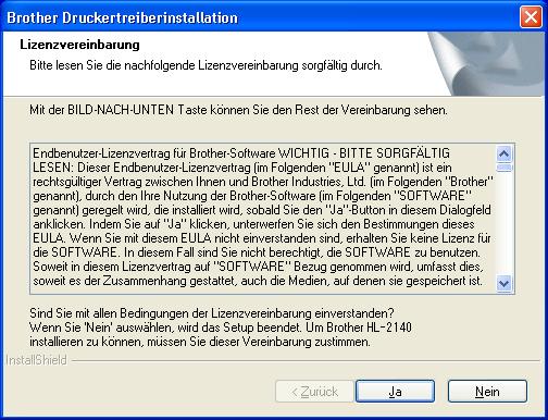 Druckertreiber installieren Windows 7 Stimmen Sie im Dialogfeld der Lizenzvereinbarung dieser Vereinbarung zu, indem Sie auf Ja klicken.