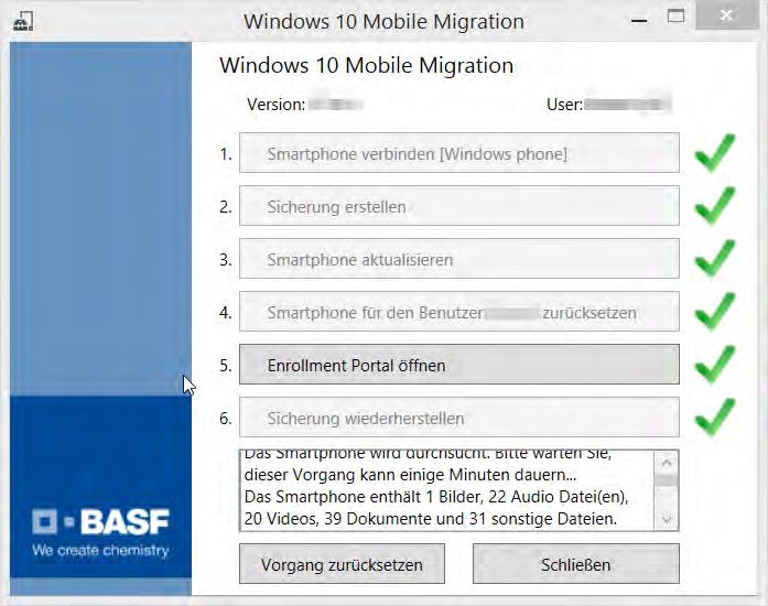 31. Wenn Sie den Migrationsprozess beendet haben, klicken Sie auf "Schließen". Jetzt können Sie Windows 10 Mobile auf Ihrem Smartphone nutzen.